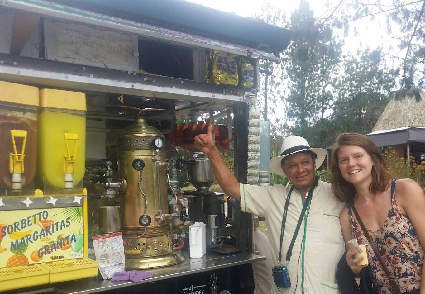 Enjoying a Colombian coffee & a good chat in Parque Arví.