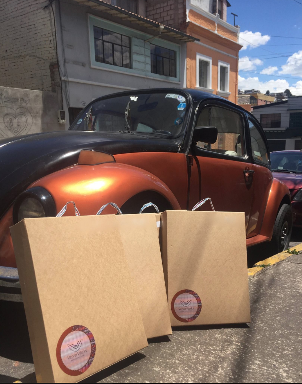 The first shipment of bags to leave Quito.