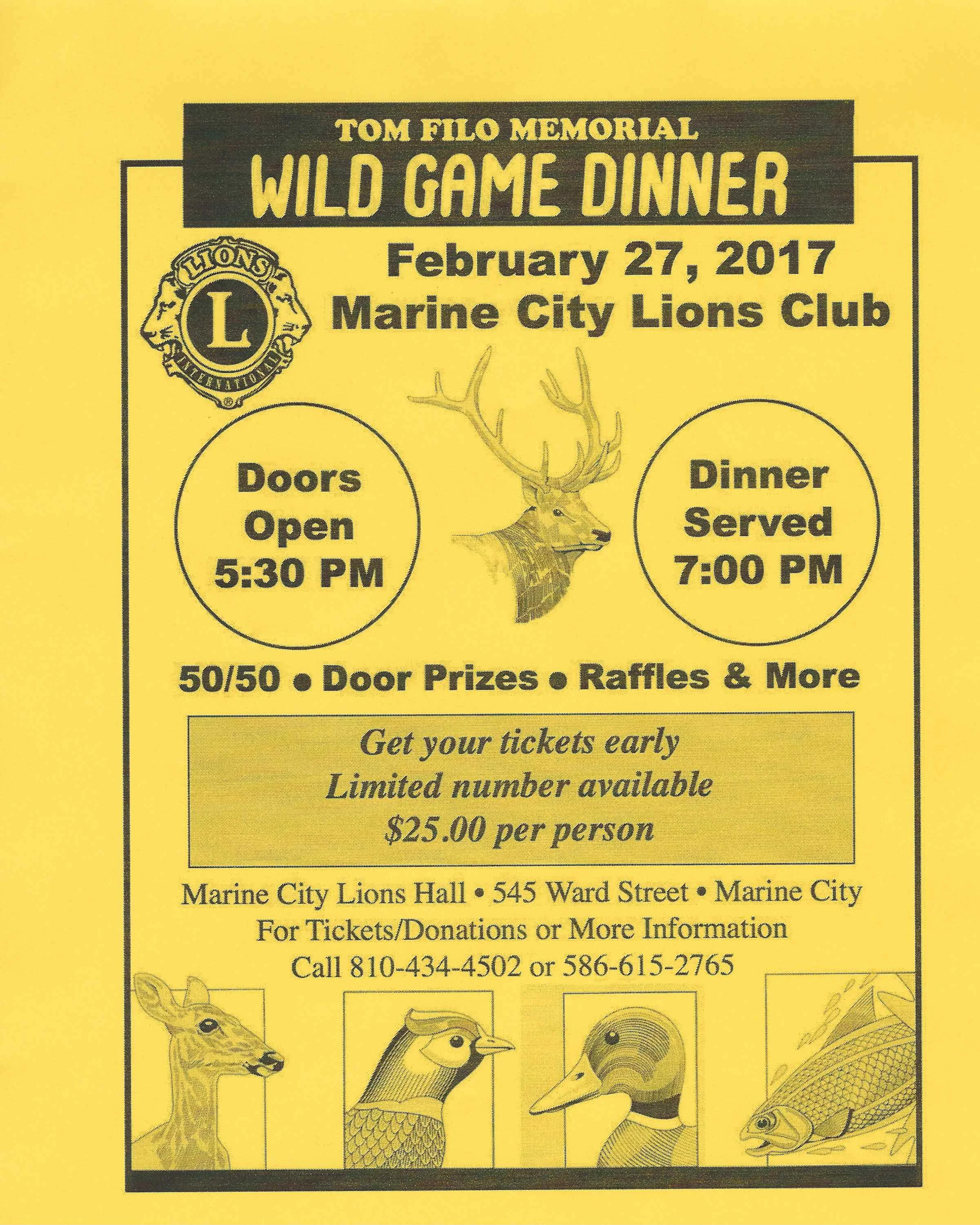 Tom Filo Memorial - Wild Game Dinner