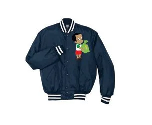 Navy White Varsity Bomber