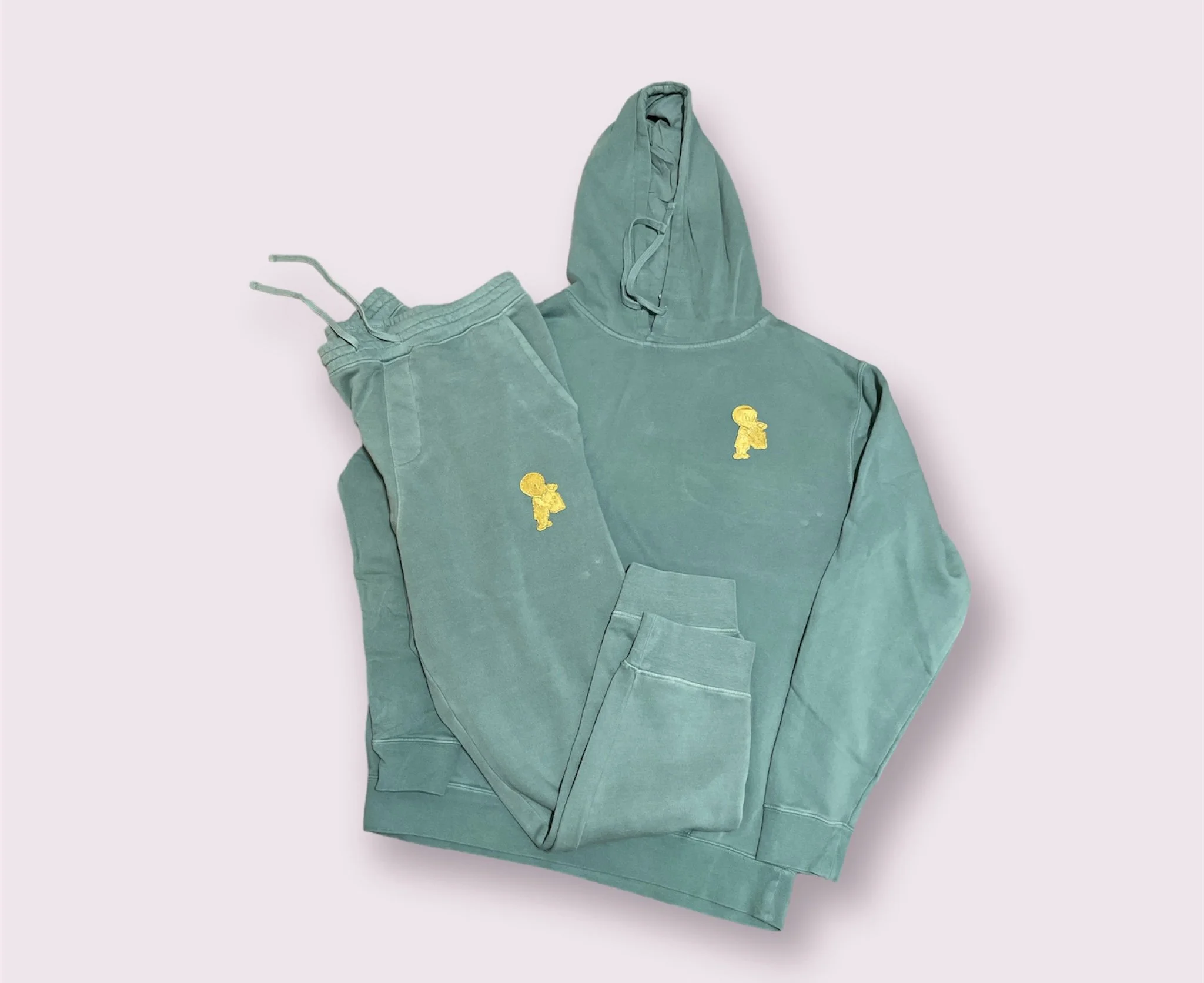 Mint gold patch jogging suit