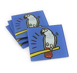 Trivets, Cutting Boards, Coasters, Canvases and Lazy Susans! http://www.laurenehuntdesigns.com are fun and colorful. Mention ""Referred by CT Parrot Rescue in the shipping area under Company (optional)" section and 10% will be donated to CTPR!