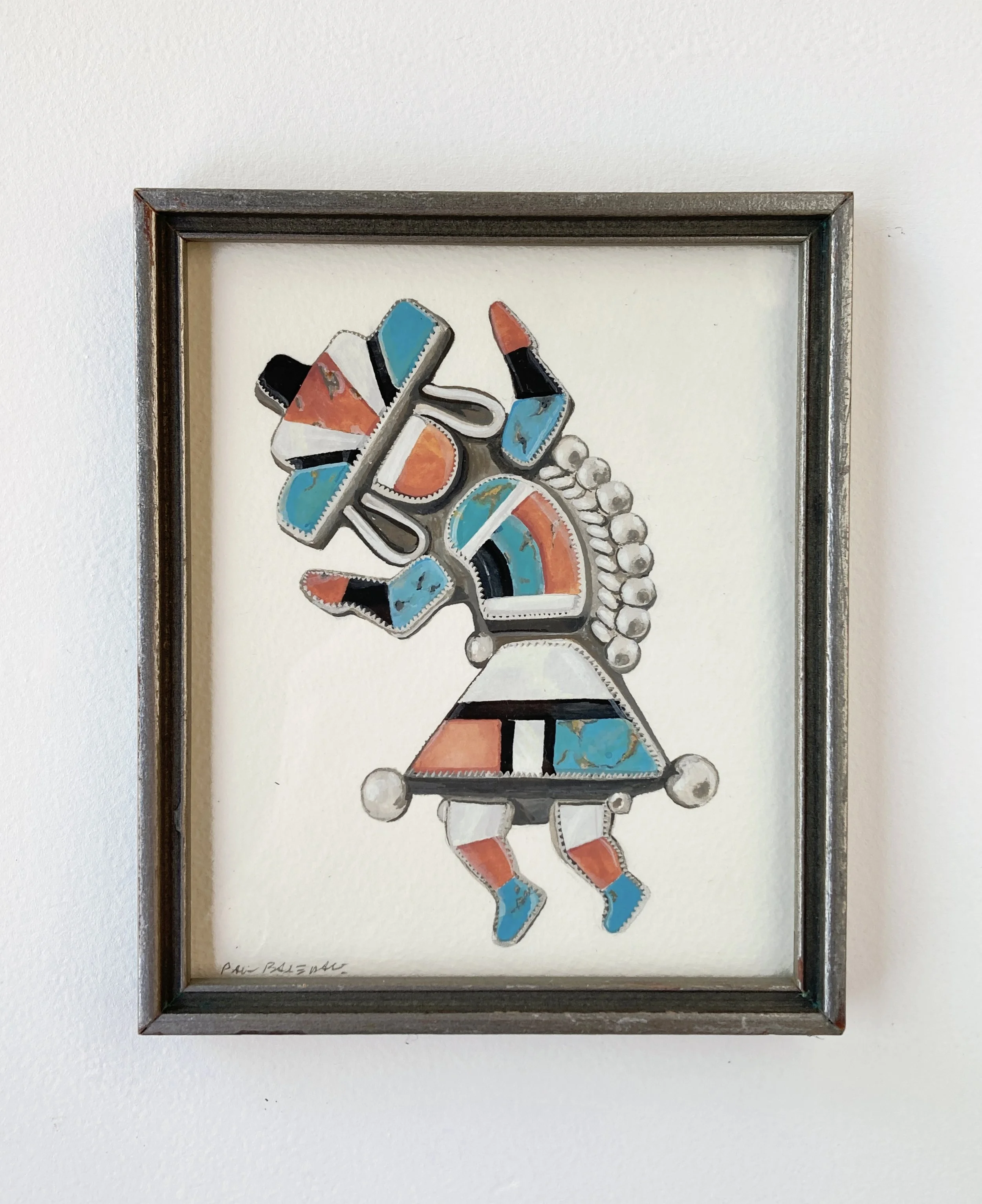 "The Rainbow Man" Original Framed Gouache on Paper Painting by Paul Baxendale, Santa Fe New Mexico