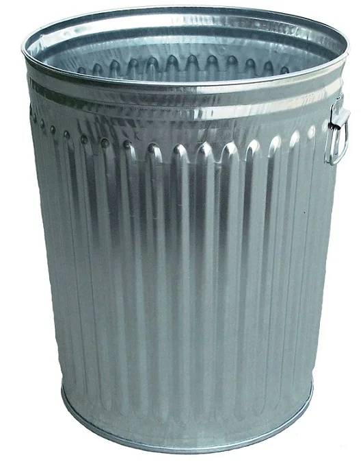 Galvanized steel trash bin