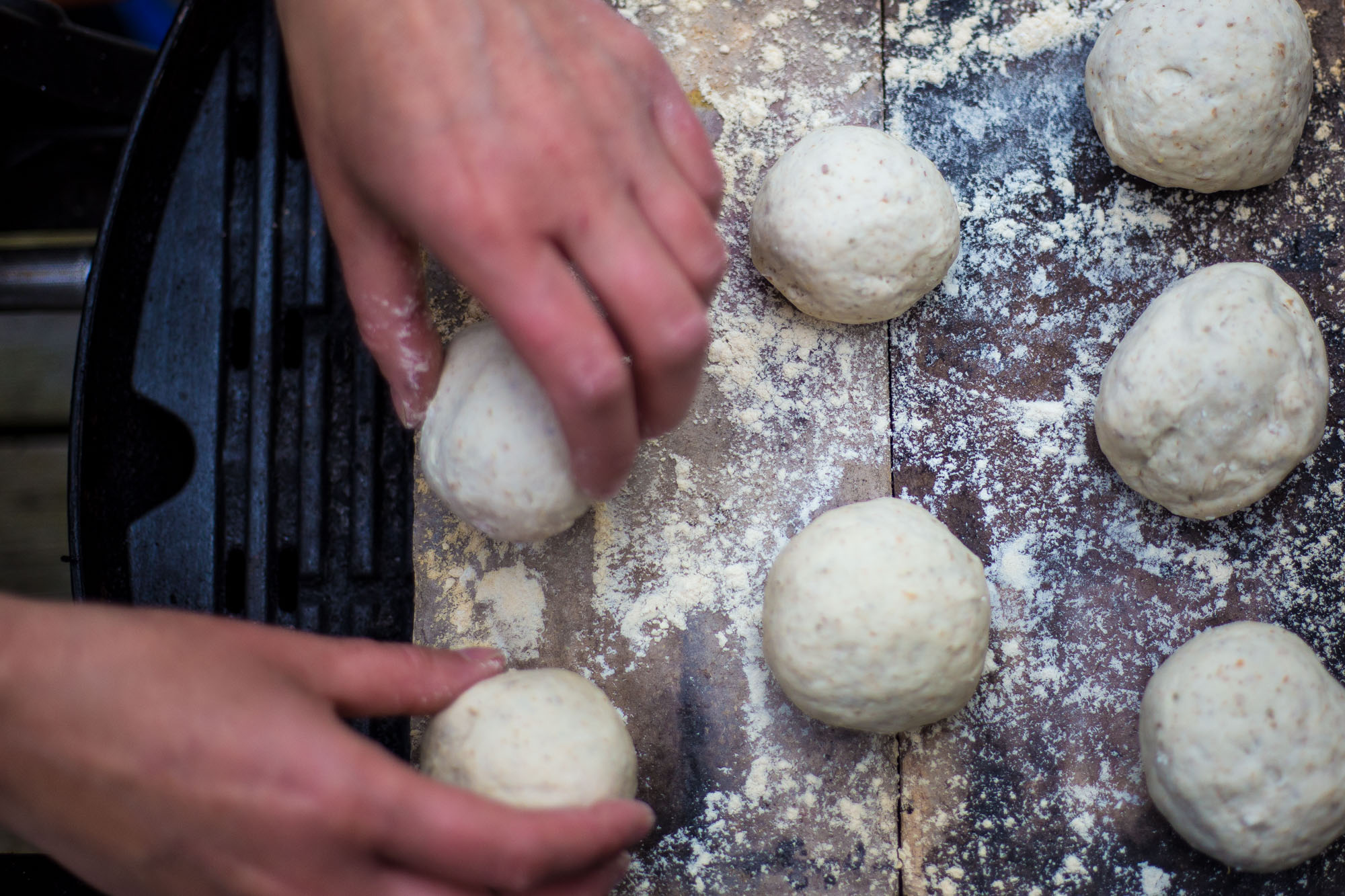 Every morning we baked buns on the BBQ for breakfast, and they were delicious. Nothing better than a freshly baked bun with melted butter.