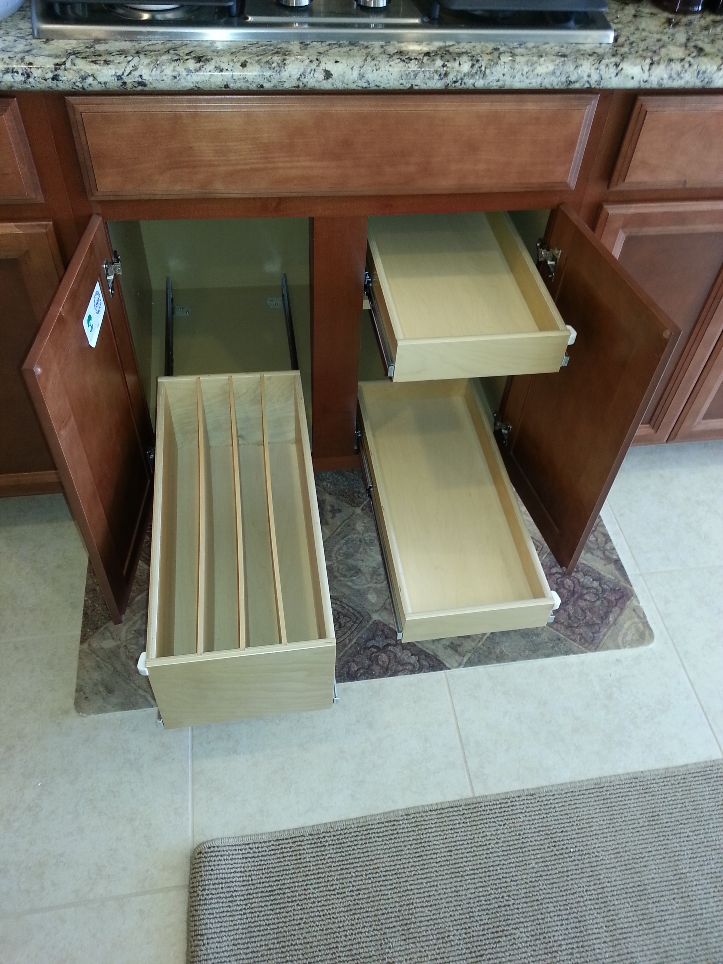 Kitchen, bathroom, and closet custom roll-out drawers