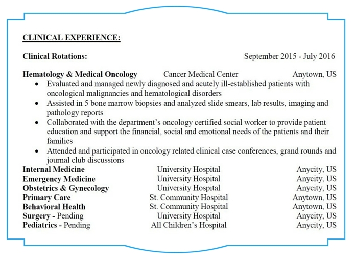Redacted sample excerpt from the CV of one of our most recent hires.