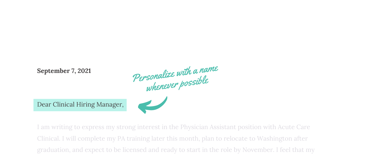 New PA Grad Cover Letter Opening | Be a Physician Assistant