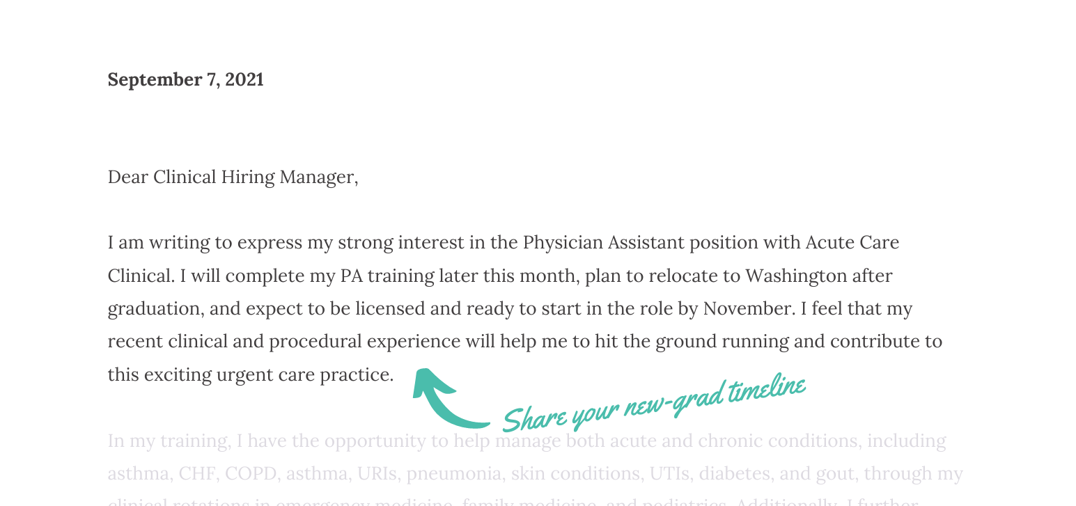 New PA Grad Cover Letter Intro Example | Be a Physician Assistant