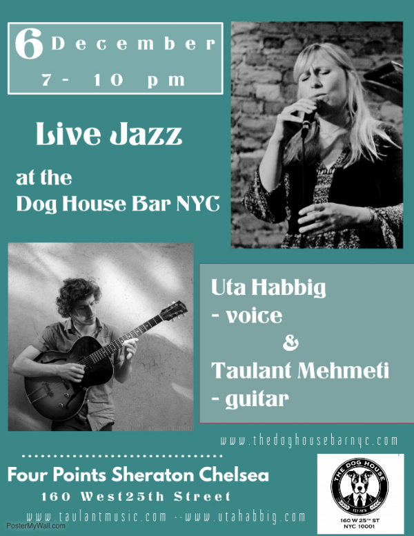Hailing all the way from Germany, this International Jazz Duo will leave you feeling the holiday spirit! Again, no cover, but you can make your reservations by calling 212-33-8301!!