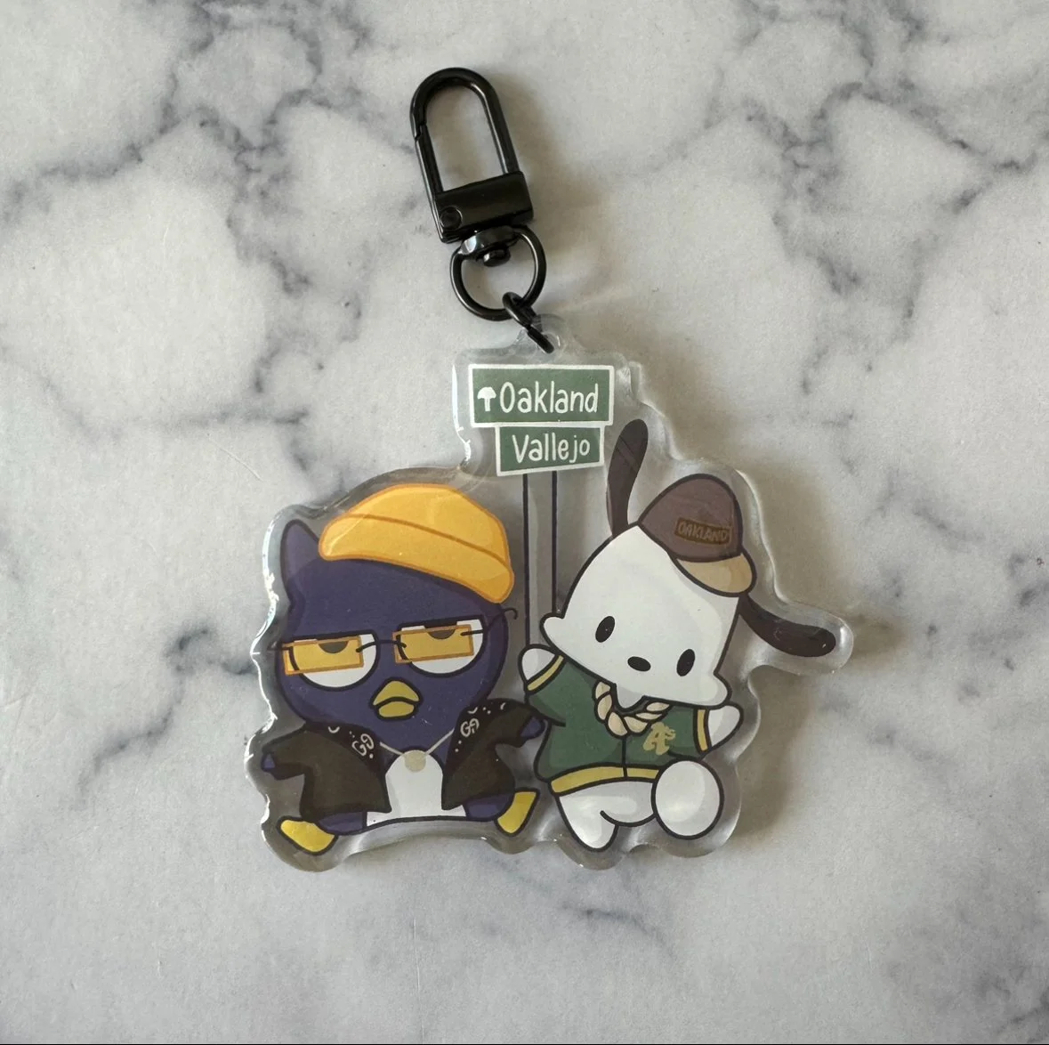 penguin/dog (e40/too $hort) keychain