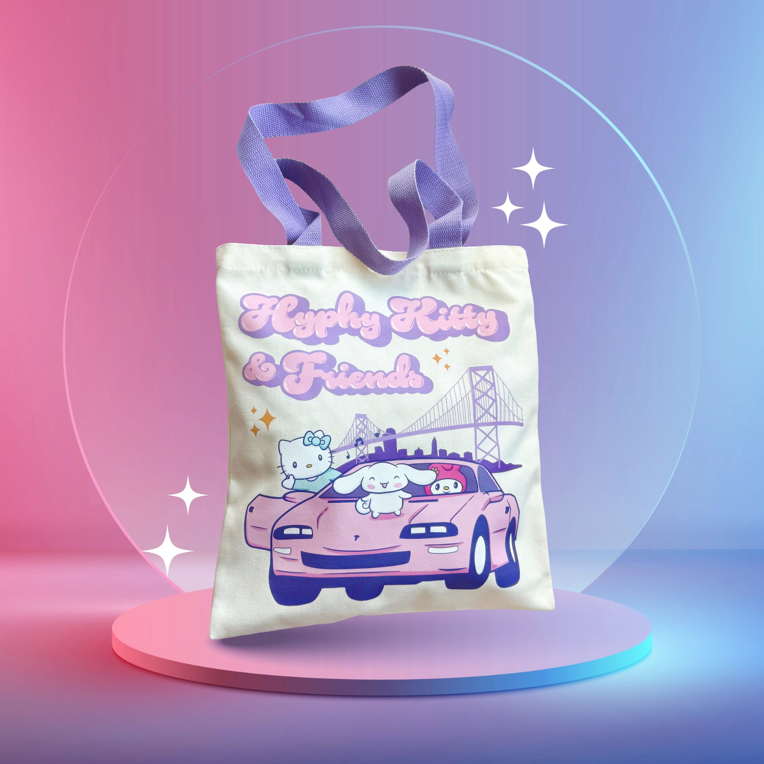 Hyphy Kitty & Friends Canvas tote bag