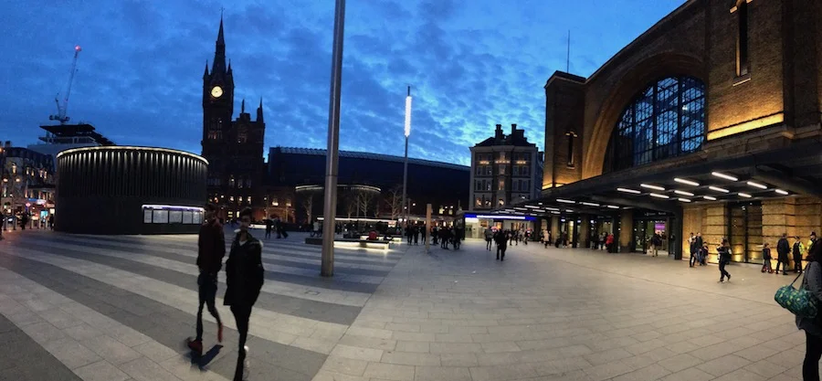 Kings Cross Station against an spring evening sky