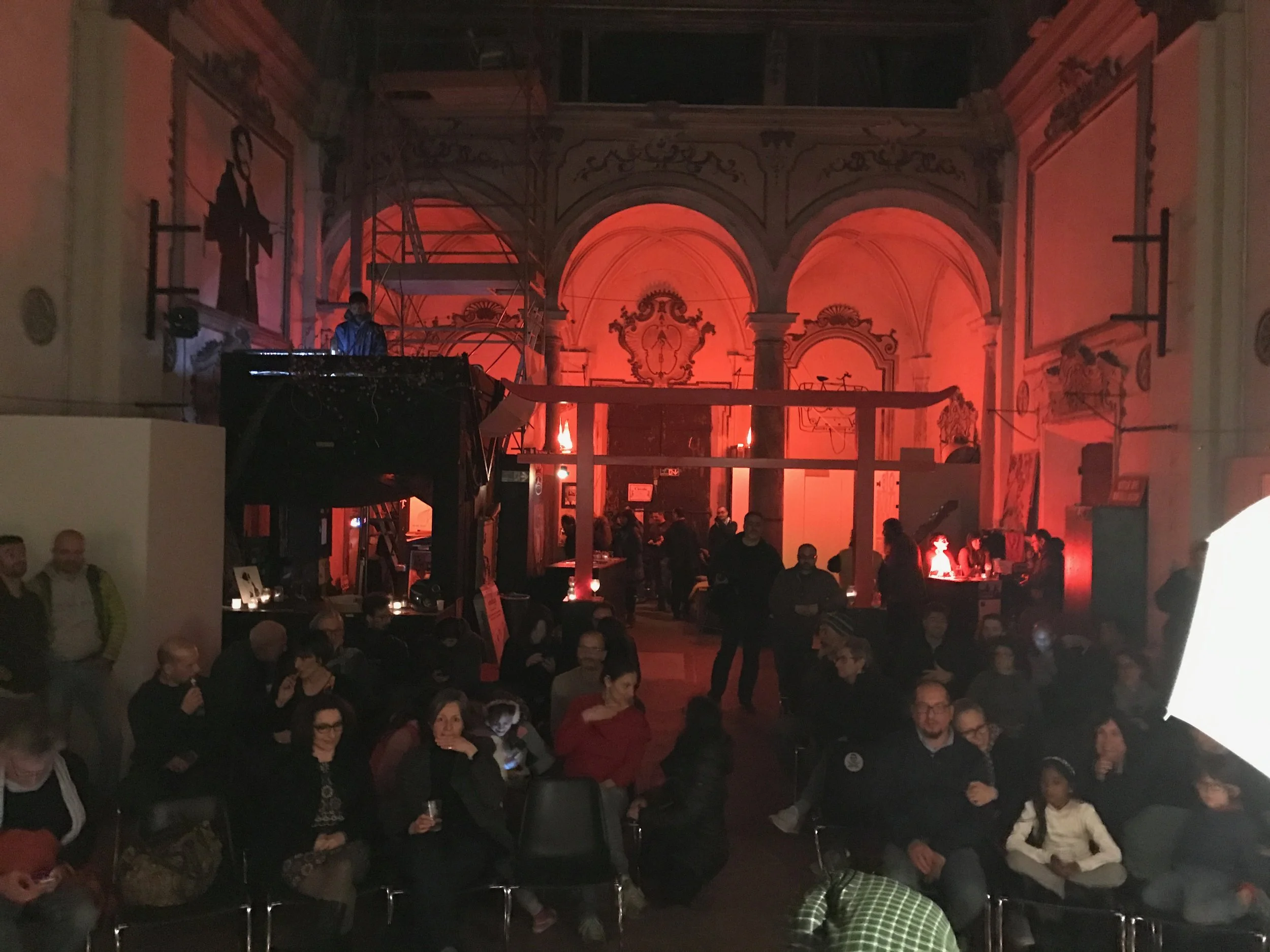 Cantiere San Bernando. In the top left of this picture you can see an artwork by Melbourne artist Buff Diss who works with adhesive tape to create his pieces. Amazing that it sits alongside frescos from the 18th century by an artist who also worked on the Vatican.