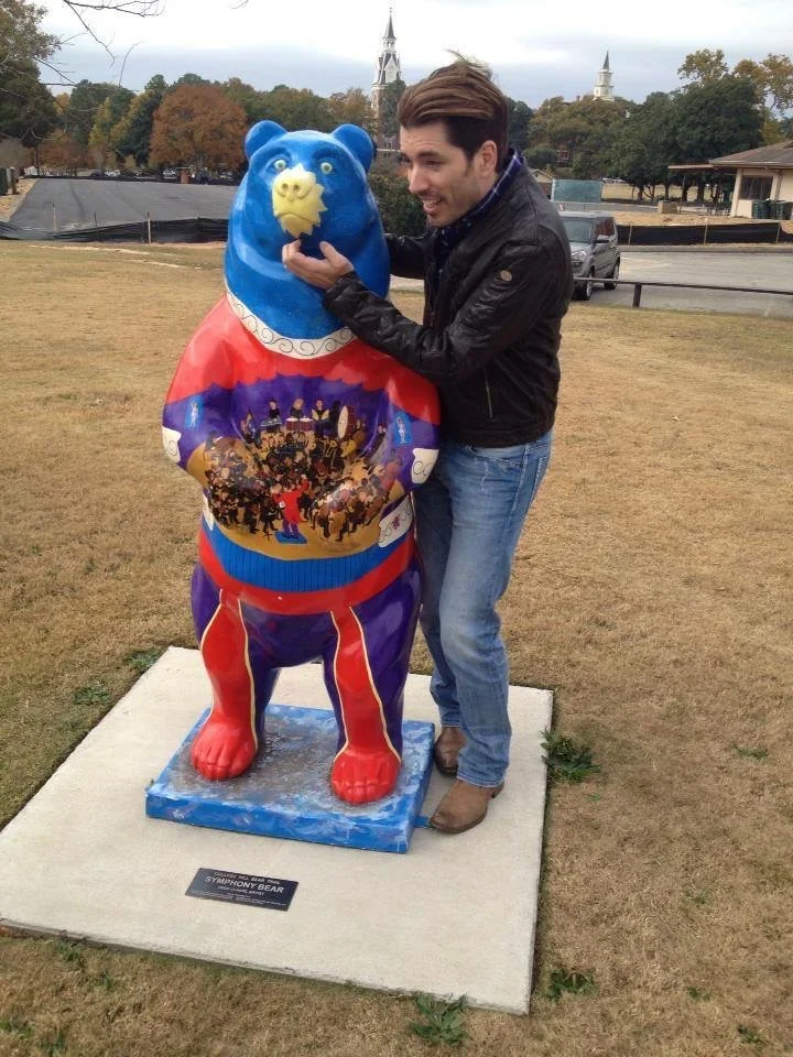 Symphony Bear and celebrity sighting with HGTV's Property Brother, Jonathan Scott. I painted the interior of Grand Opera House on the bear sculpture, commissioned by Macon Arts Alliance. It can be found at Tattnall Square Park between the Tennis Courts and the roundabout.