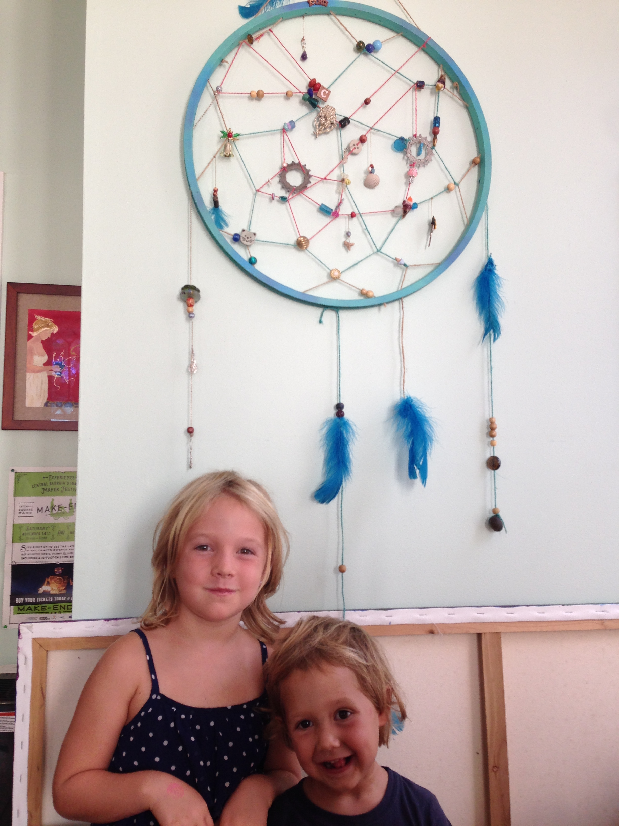 These little angels assisted the artist in the creation of their very own dream catcher!