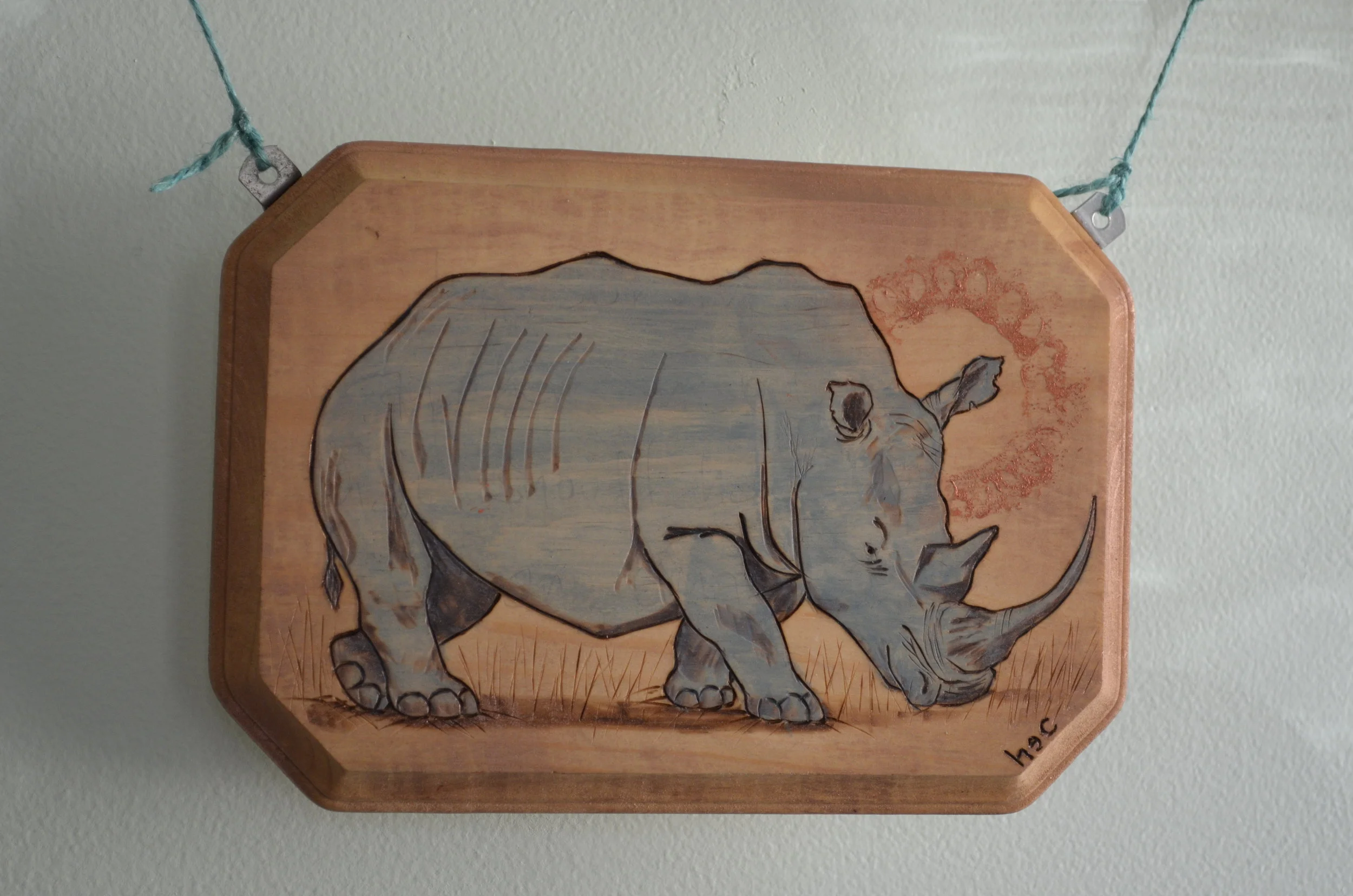 Chubby Unicorn. pyrography, wood, acrylic paint, twine, glass and wooden beads, hardware. 2016.