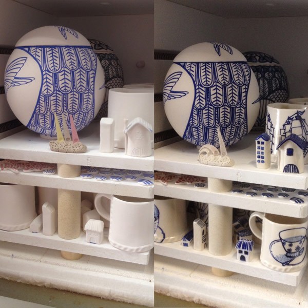 Before and after glaze firing