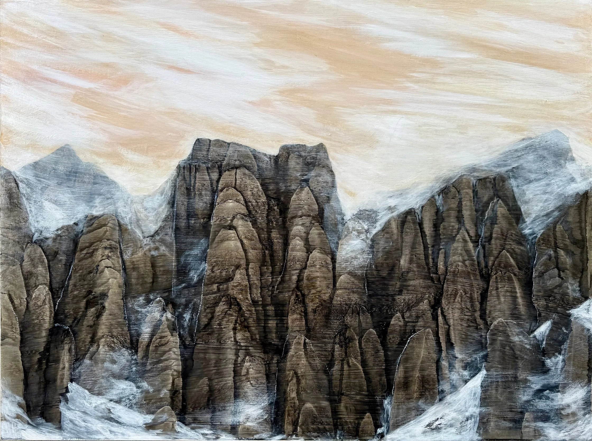  Some Place Else, 30x40 inches, Acrylic and ink on wood cradled canvas, $1000.00