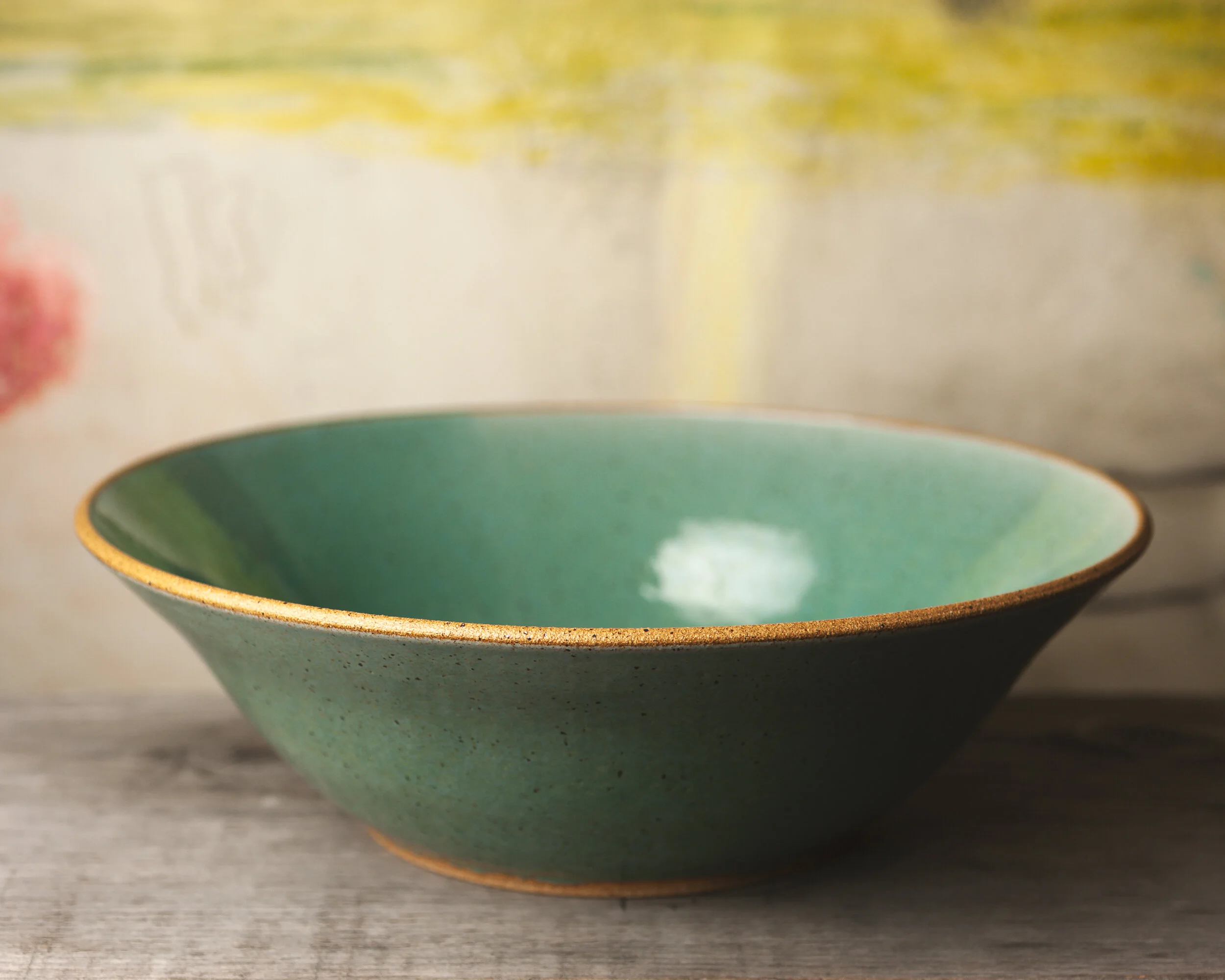 Large Calico Blue Salad Bowl — Alanna Hughes Pottery