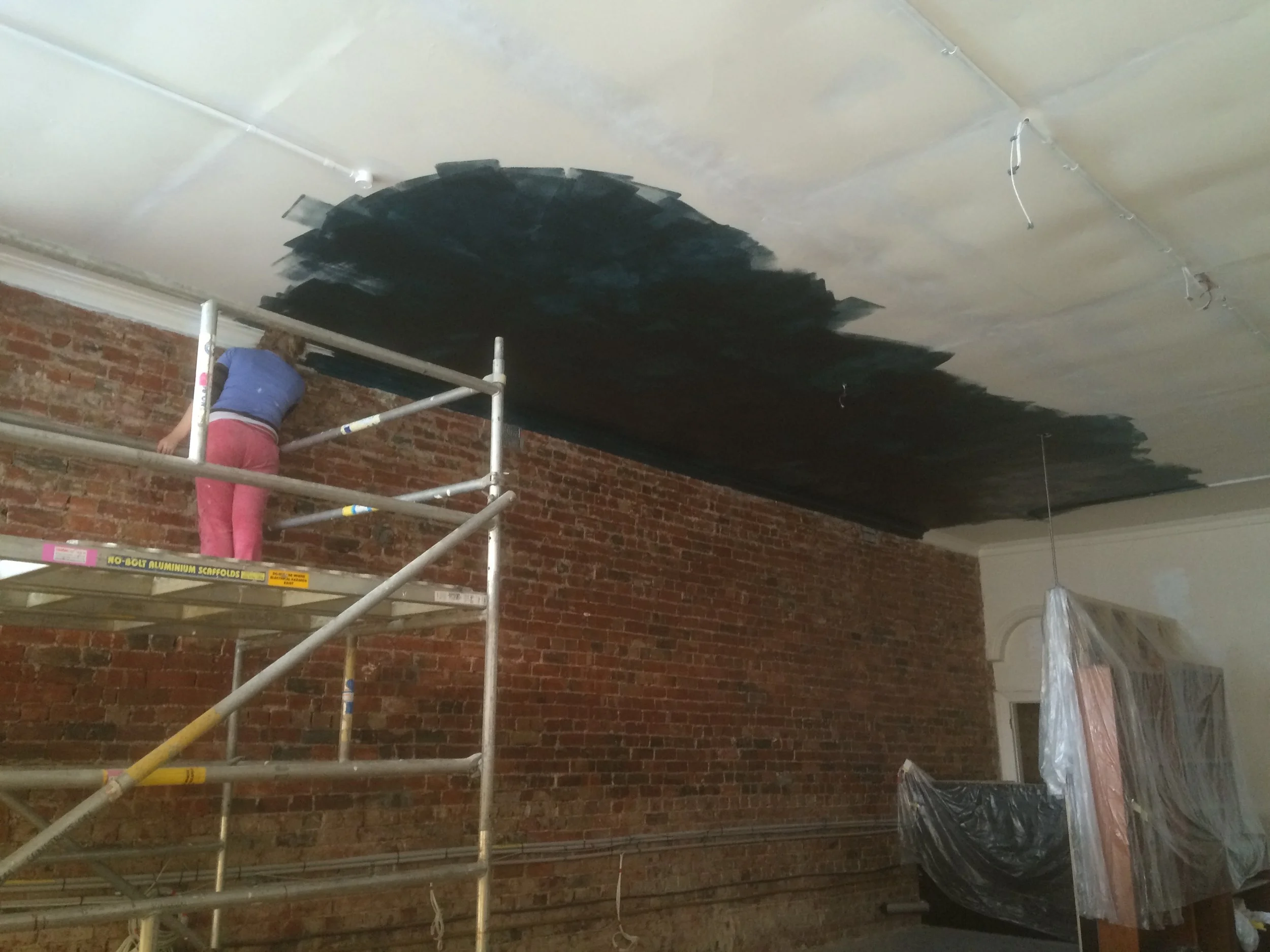 Started to paint the ceiling.