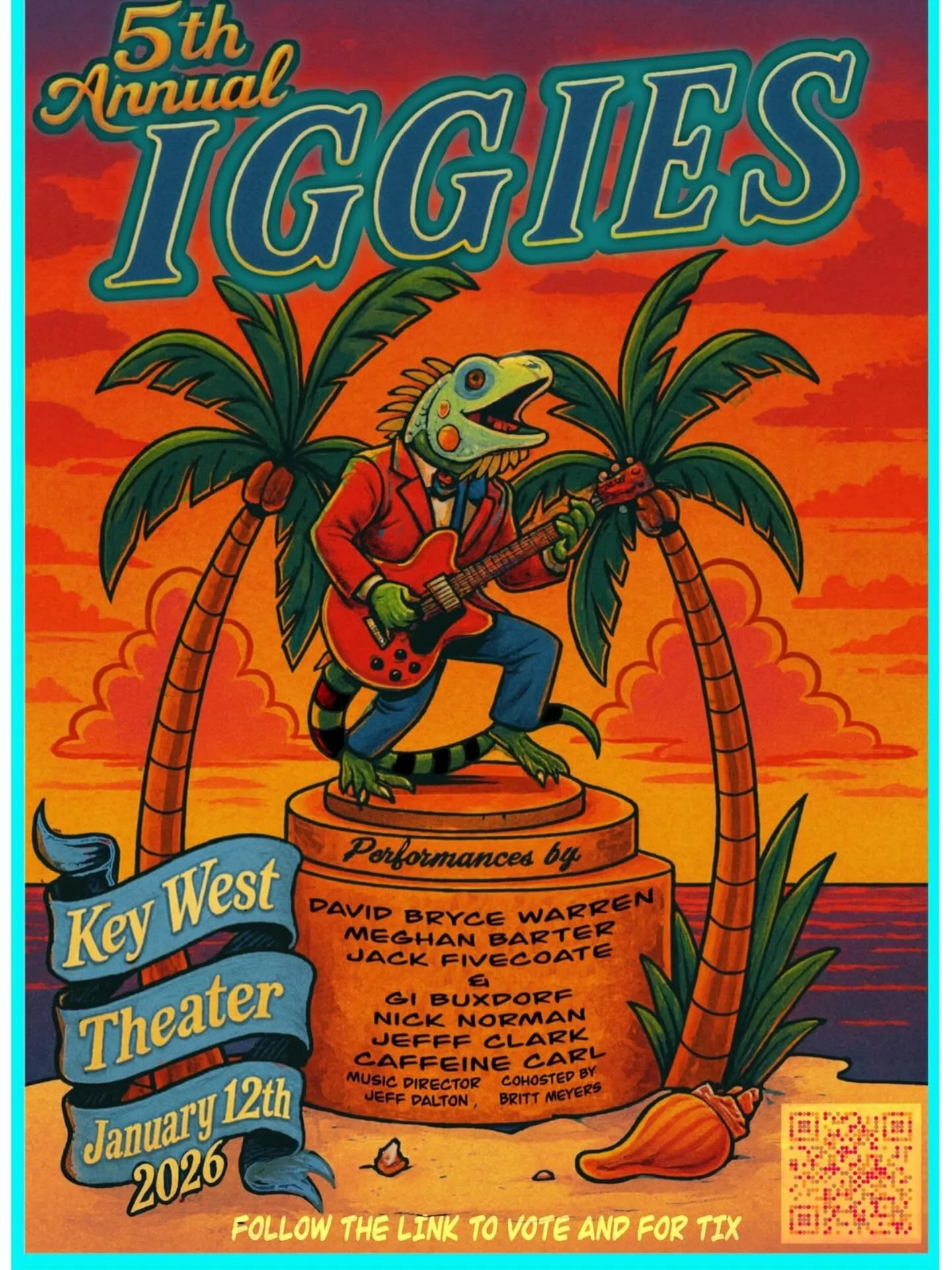 Thanks for the Nomination for my 1st ever Iggies (Key West Music Award), for &ldquo;Snowbird Musician of the Year,&rdquo; 
Please follow the QR code and vote!  Show is tonight!!!! 
🎸 
Thanks for all the love and support!!!! Feels like home💗🥰