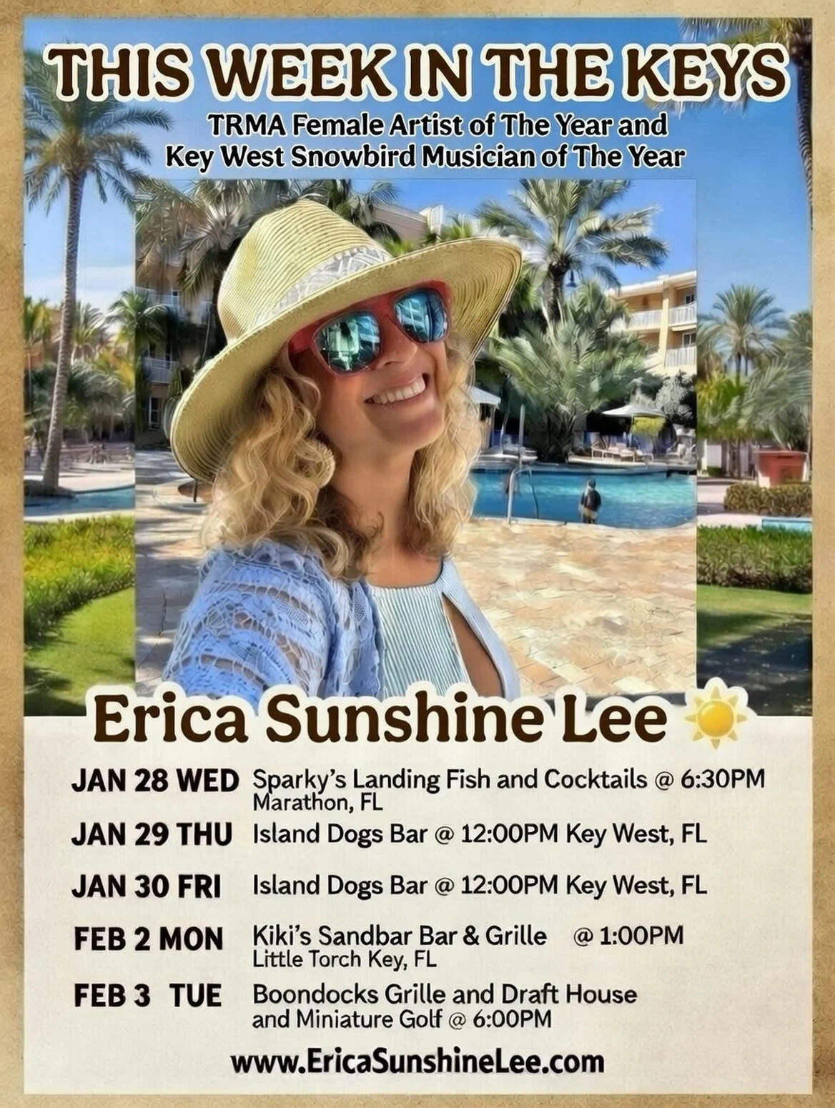 Happy hump day!!! Are y&rsquo;all OK up north in the ice storm??? Come to key west, at least it&rsquo;s warmer here! #icestorm #keywest #music #floridakeys #tropicalrock