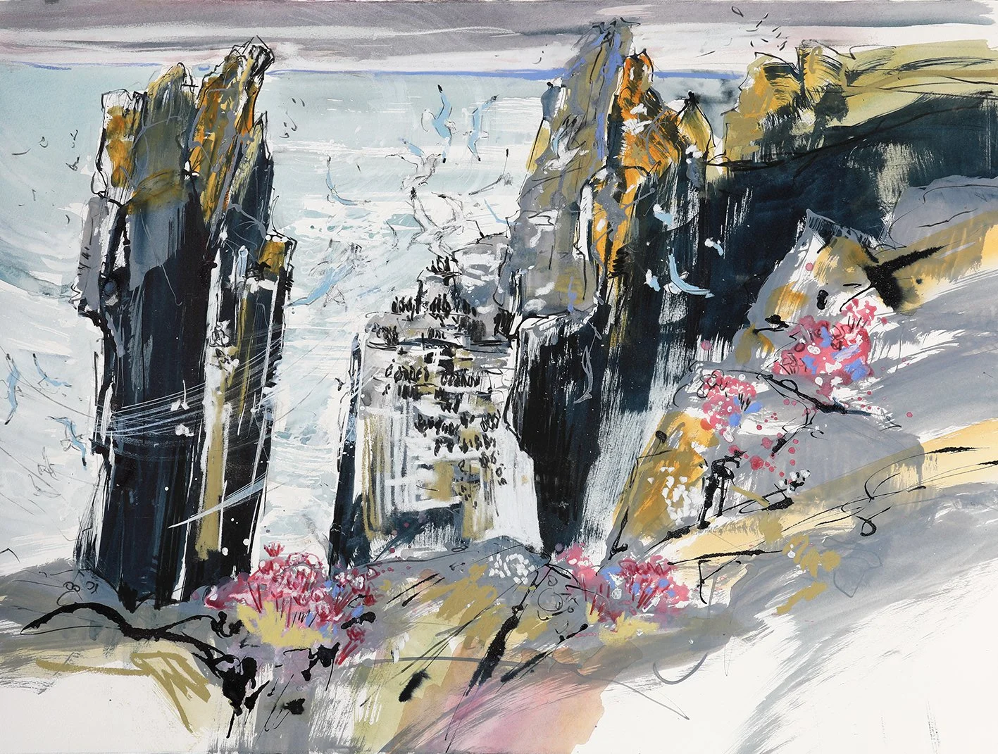  Among the Stacks, mixed media on paper, 55×75cm, framed and glazed, £1650, sold 