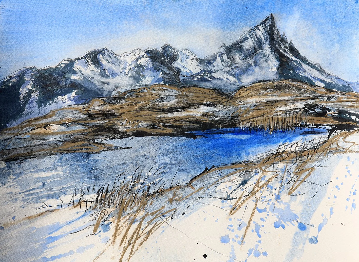  At the Bealach, mixed media on paper, 55×75cm, framed and glazed, £1650 