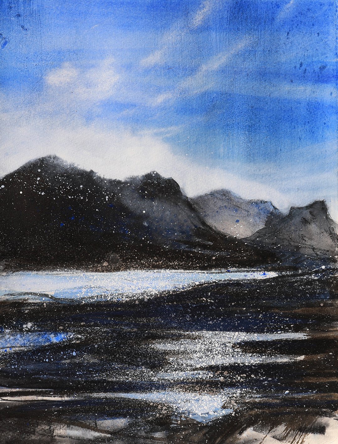  Dazzzling Winter Light, Canisp, mixed media on paper, 19×27cm. 