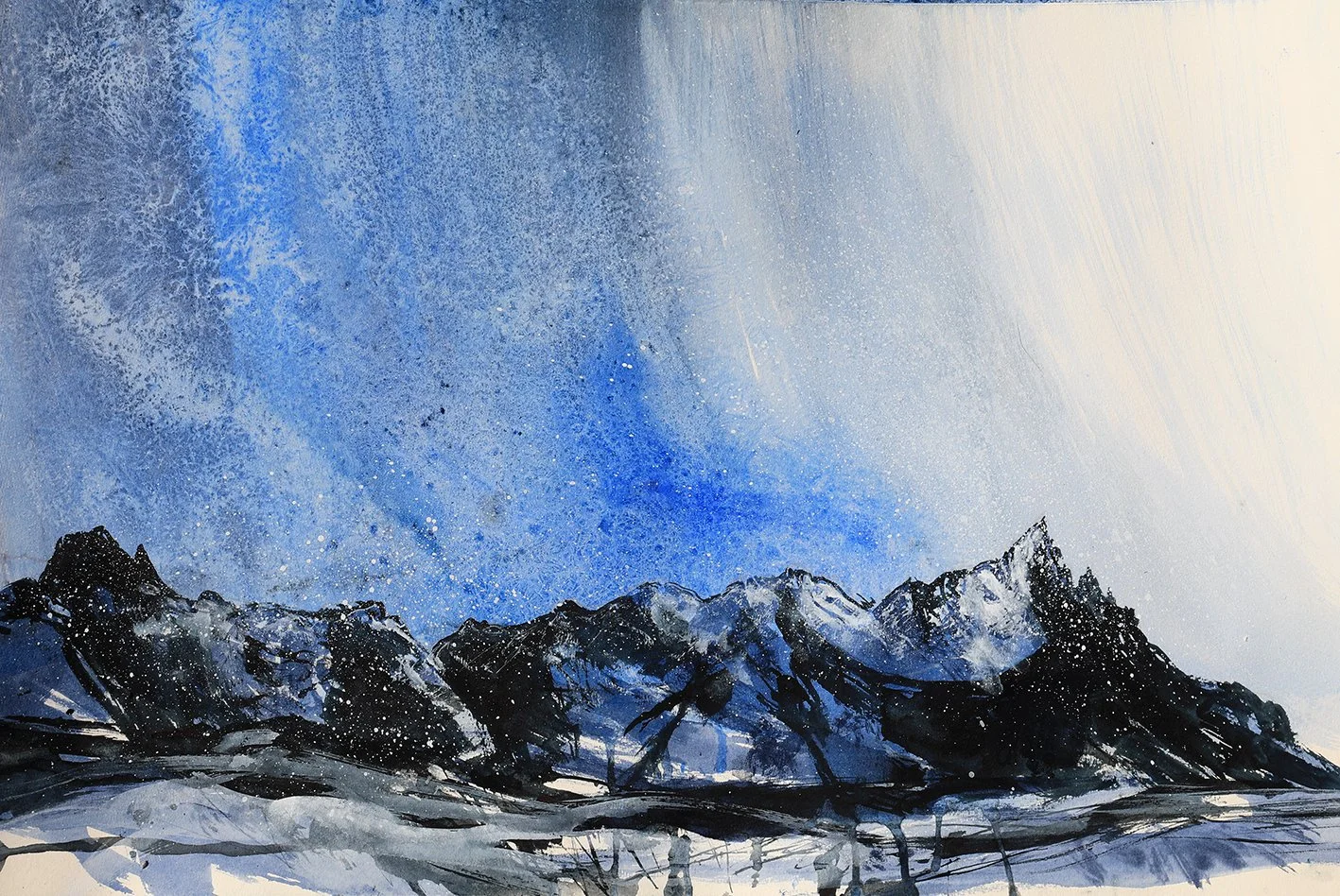  Ice-Bound Ridge, mixed media on paper, 55×75cm 