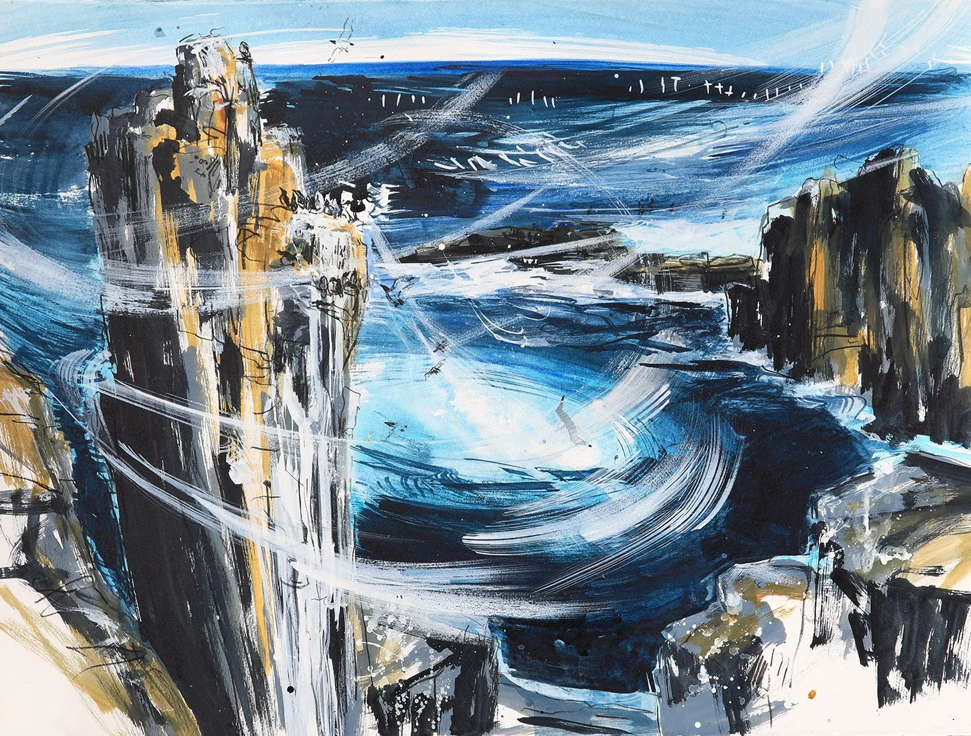  Riding the Breeze, mixed media on paper, 55×75cm 