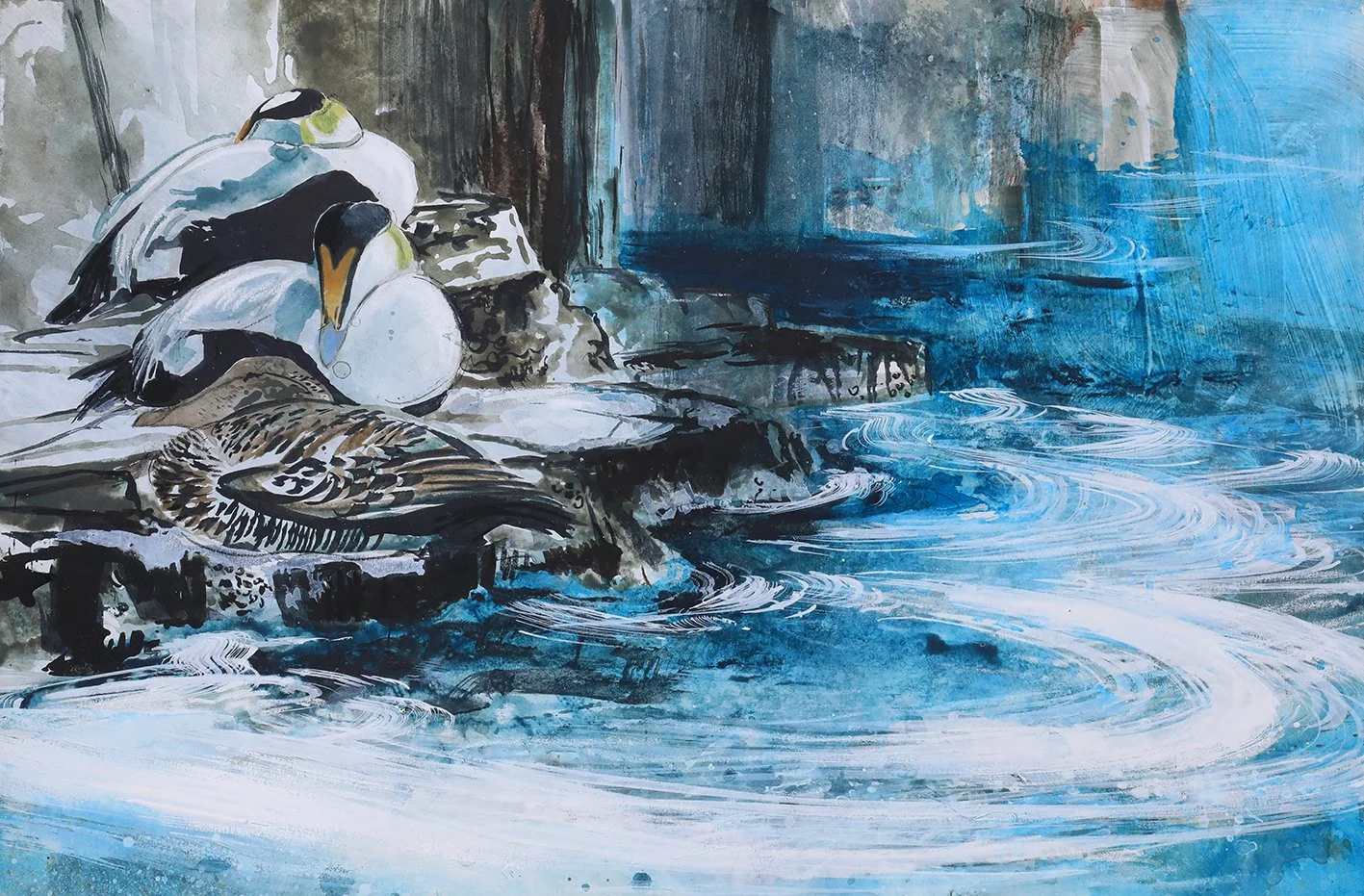  A Moment of Calm, mixed media on paper, 38×55cm, £950, currently available at Resipole Studios Gallery 