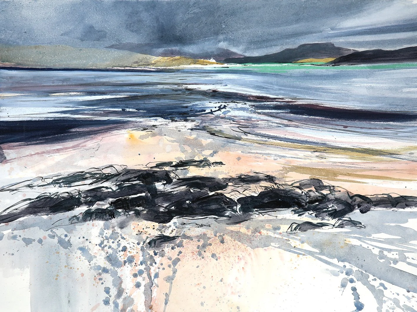  A Shift in the Wind, mixed media on paper, 55×75cm, sold 