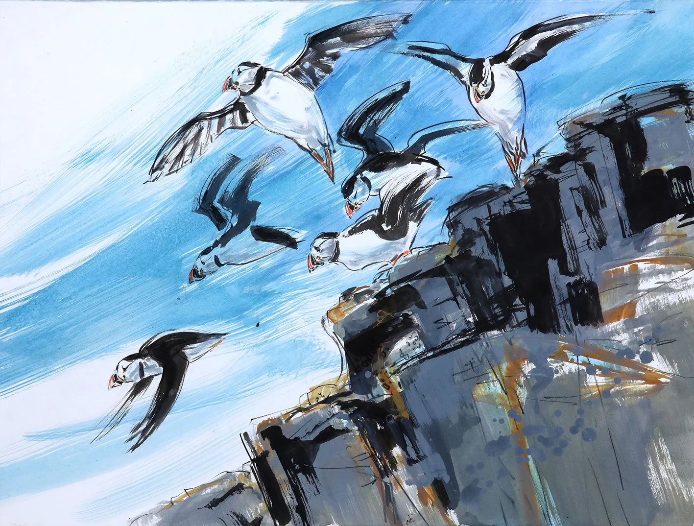  Into the Wind, mixed media on paper, 55×75cm, framed and glazed, £1650  