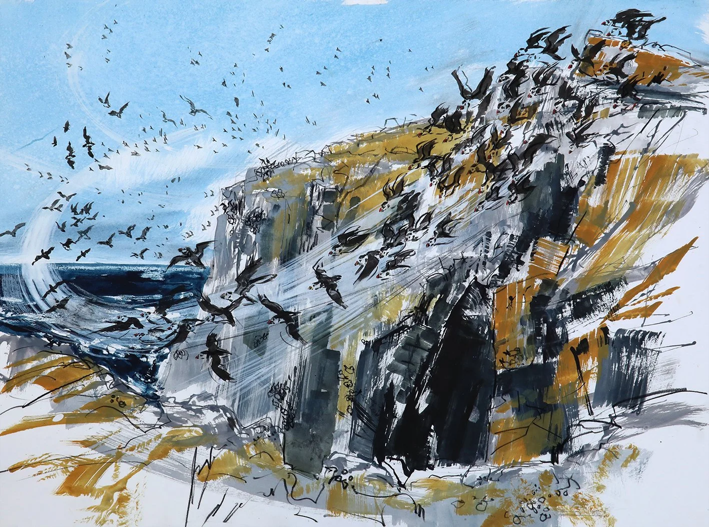  Exodus, mixed media on paper, 55×75cm, framed and glazed, £1650, sold 