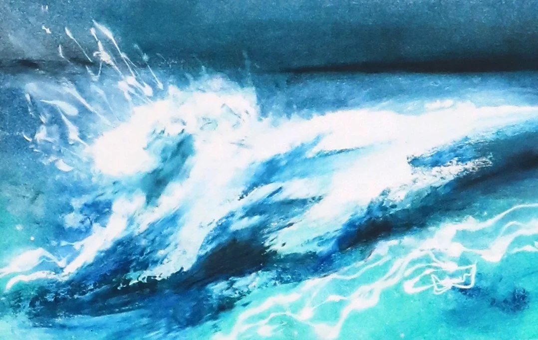  Wild Atlantic i, unique mixed media and oil monotype, 11×17cm, unframed £180 or framed £250 