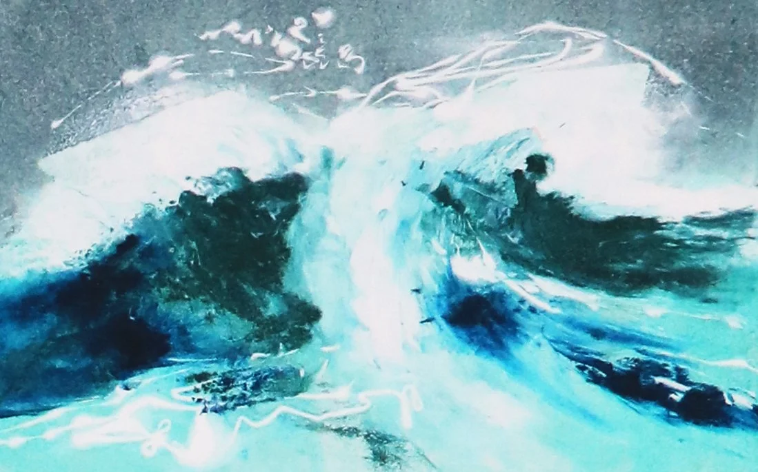  Wild Atlantic vi, unique mixed media and oil monotype, 11×17cm, unframed £180 or framed £250 