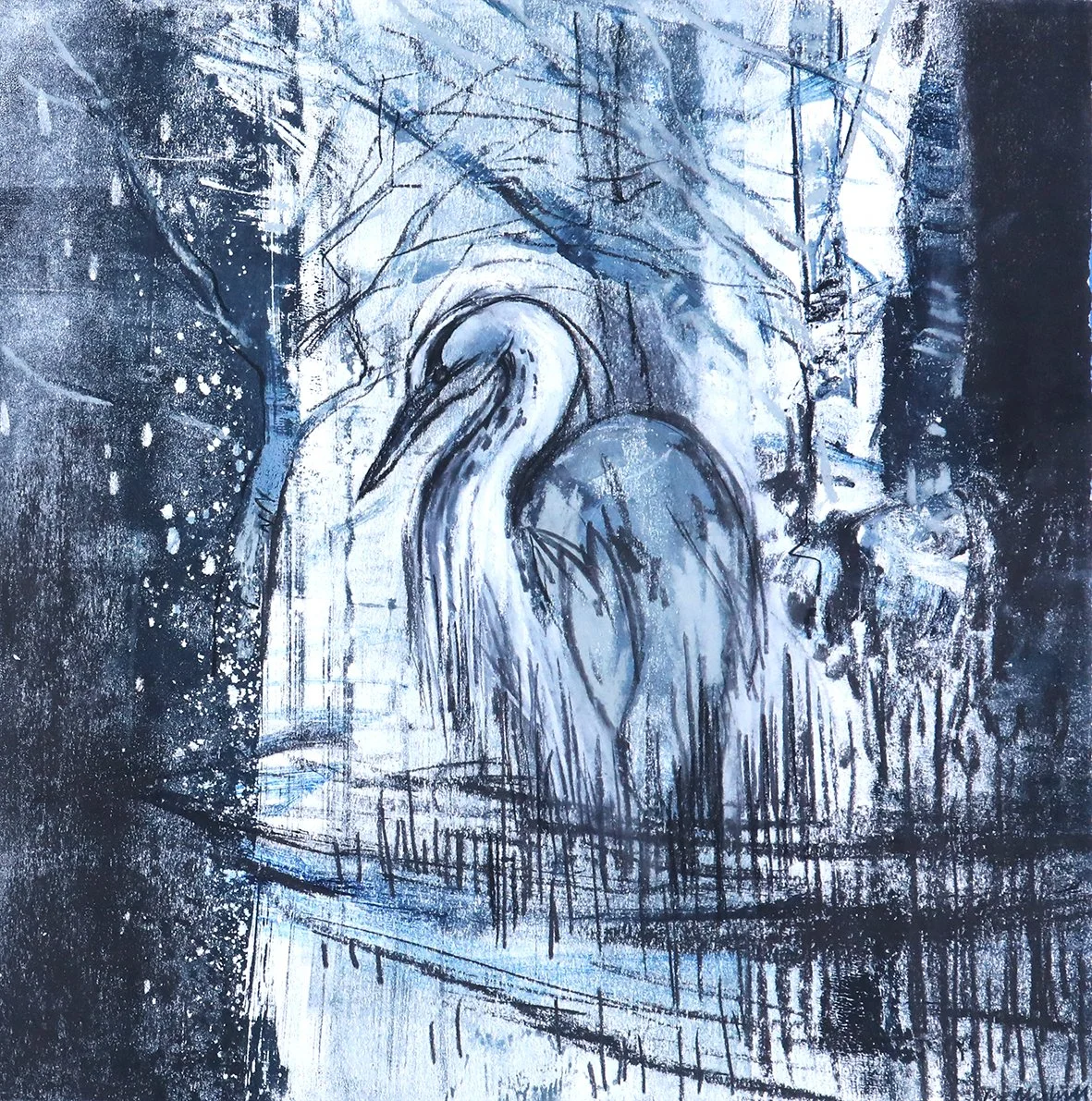  Waiting in Stillness i, mixed media on paper, 30×30cm, sold 