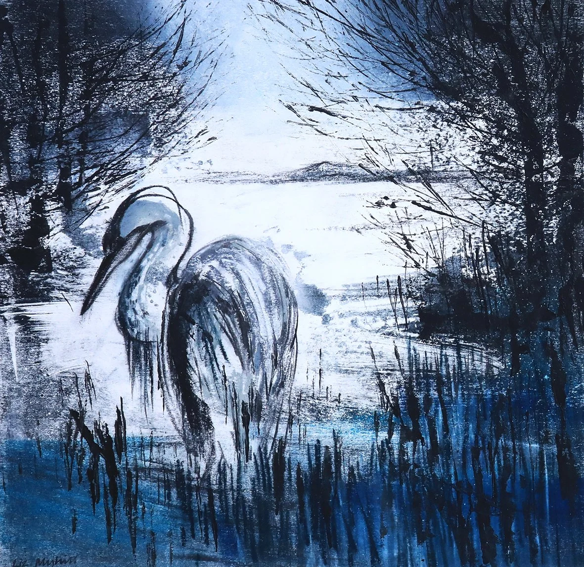  Waiting in Stillness ii, mixed media on paper, 30 × 30cm, sold 