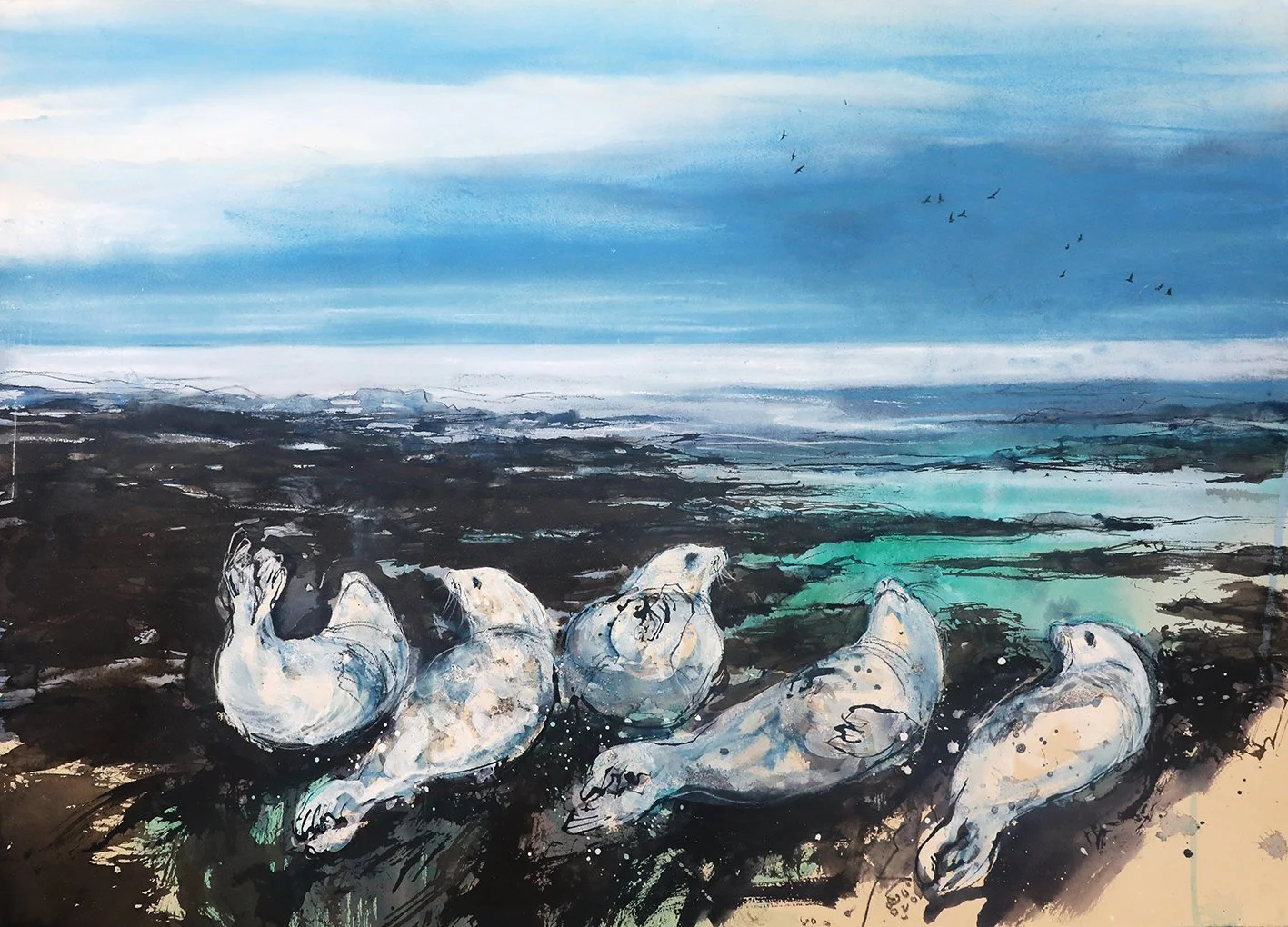  Basking in the Springtime, mixed media on paper, 55×75cm, framed and glazed, £1690 