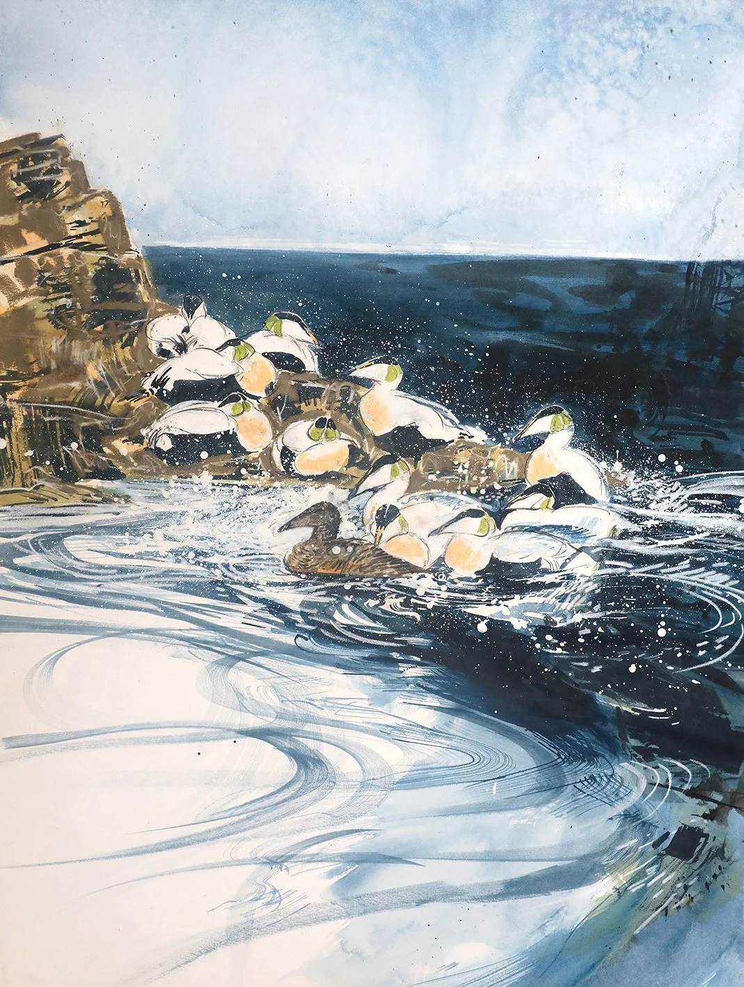  Courting Among the Rocks, mixed media on paper, 75×55cm, framed and glazed, £1690 
