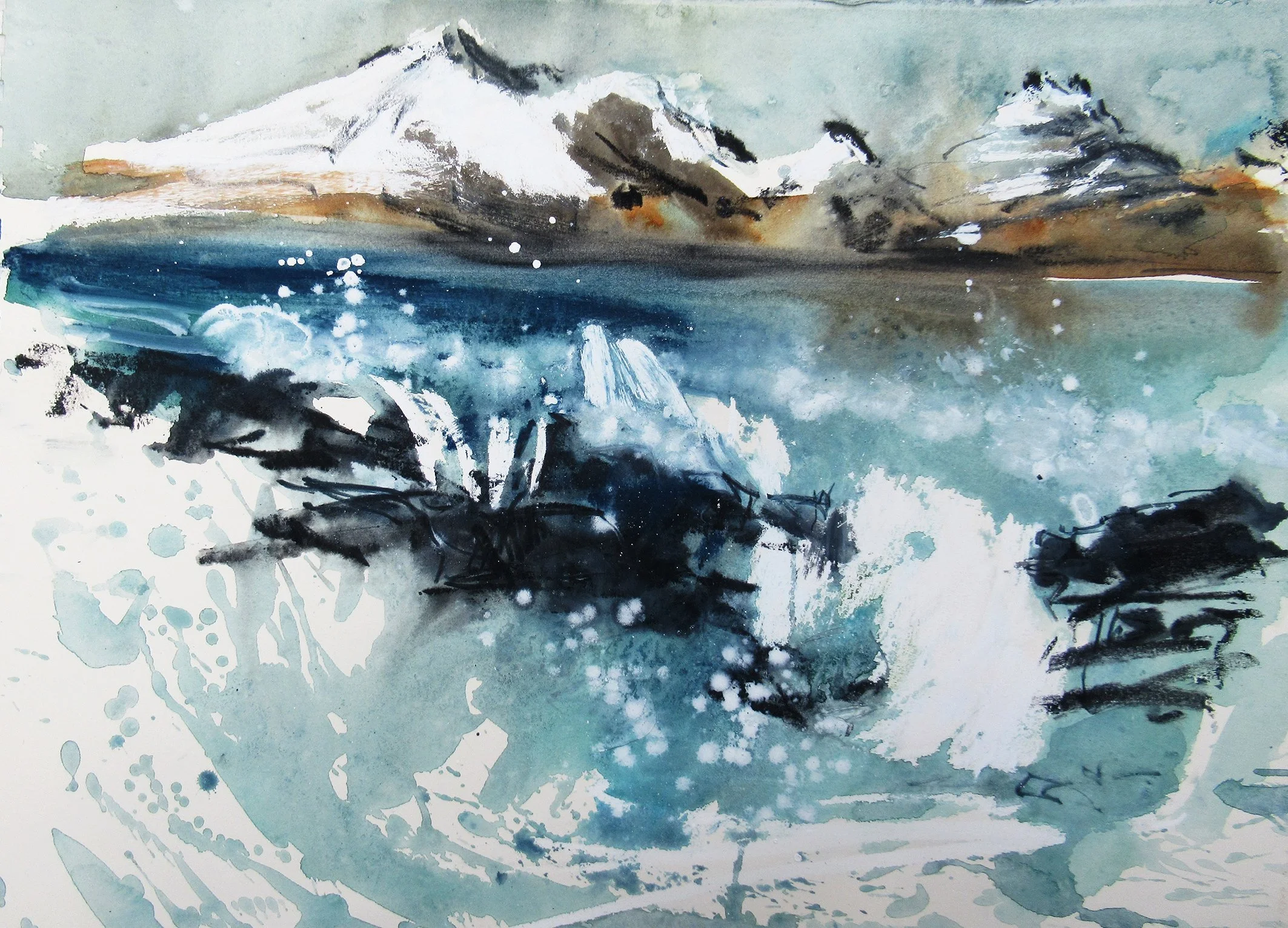  Late Spring Snow and Gales, mixed media on paper, 28×40cm, framed and glazed, £690 