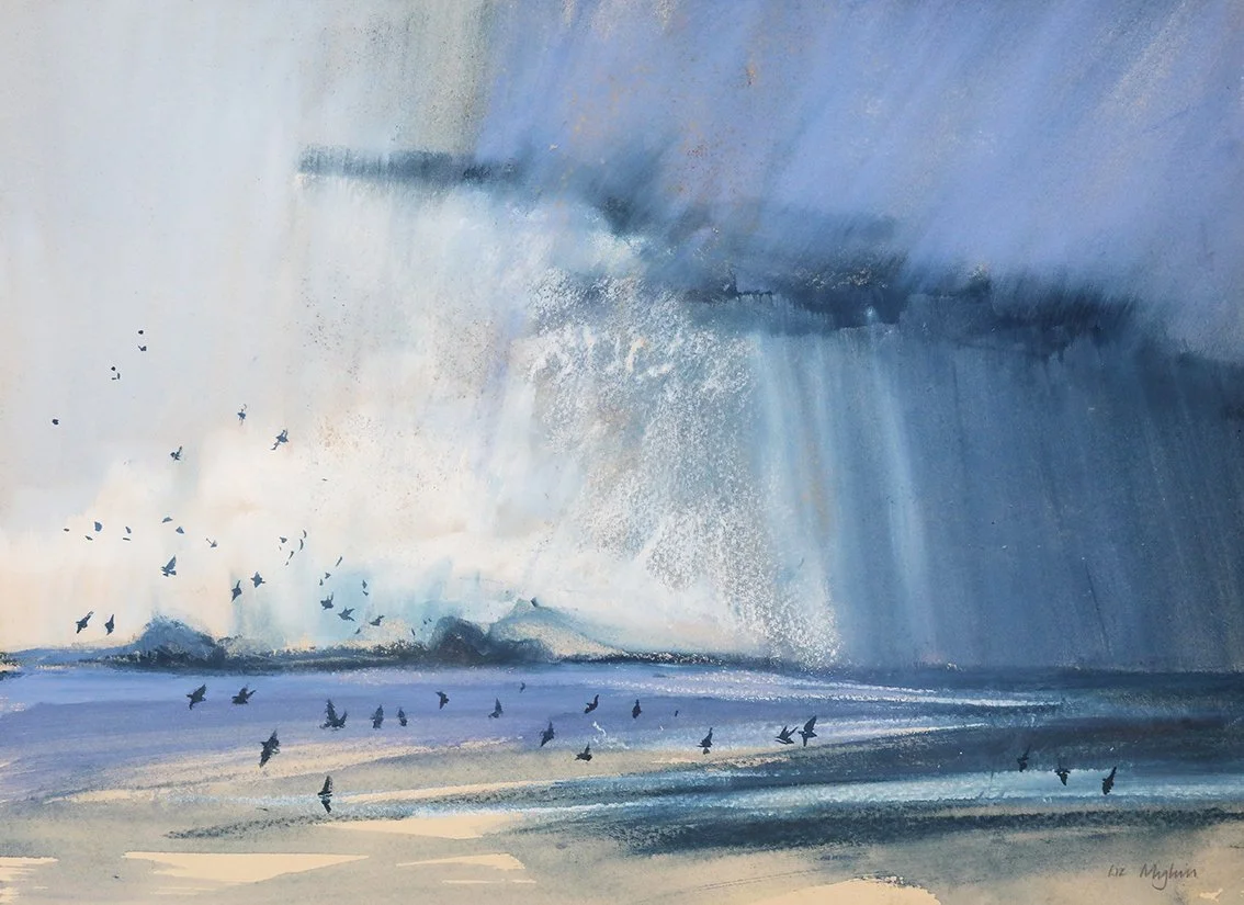  Morning Sun and Rain Shadows i, mixed media on paper, 22×36cm, framed and glazed, £650 