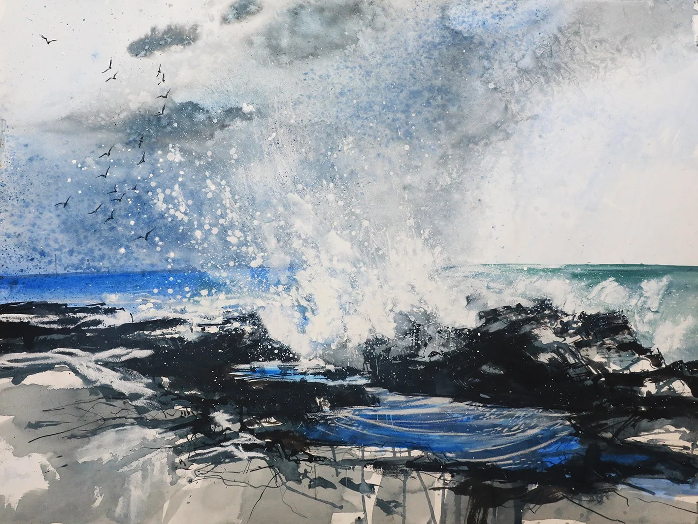  Rough Seas December, mixed media on paper, 55×75cm, framed and glazed, £1690 