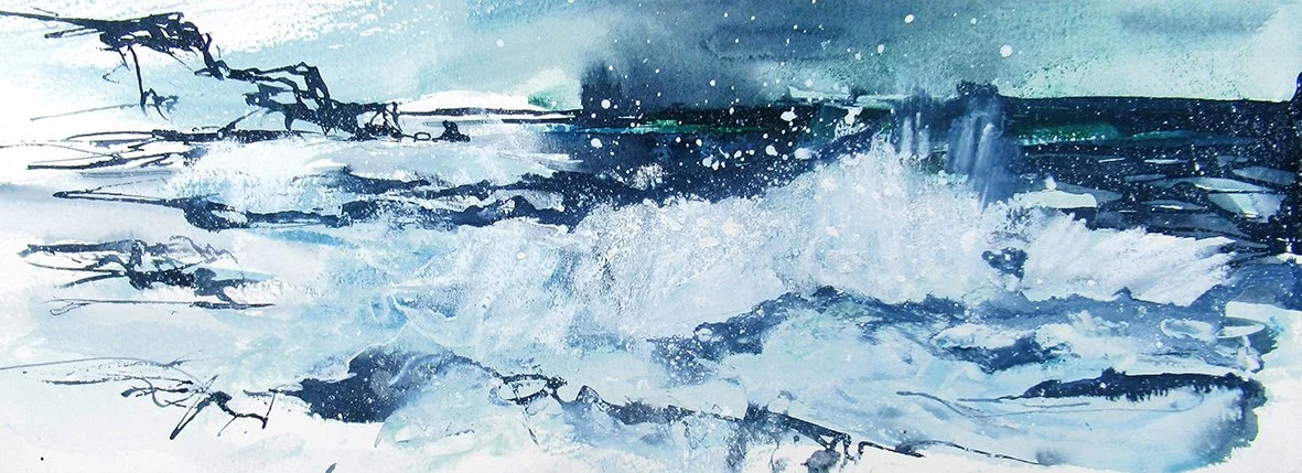  Along the Cliffline, mixed media on paper, 14×40cm, framed and glazed, £580 