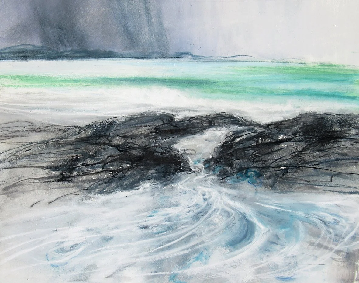  Distant Rainshowers, mixed media on paper, 50×65cm, framed and glazed, £1450 
