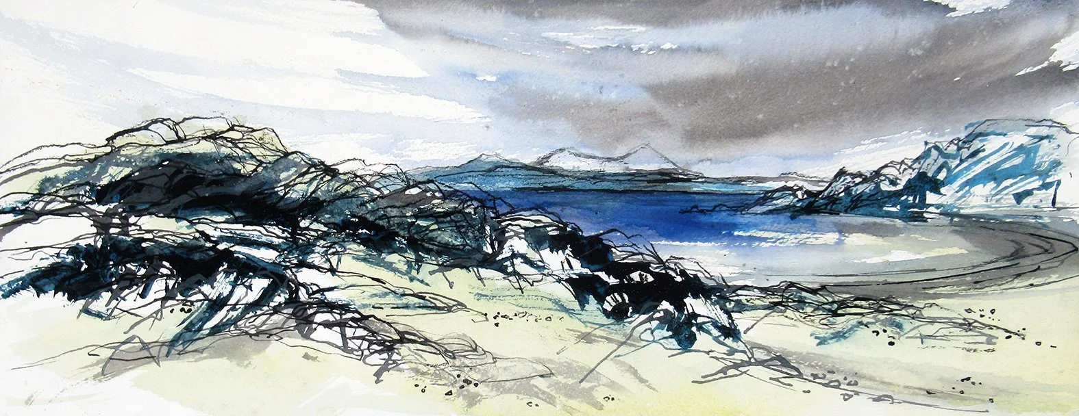  Looking to Skye, mixed media on paper, 20×54cm, framed and glazed, £690 