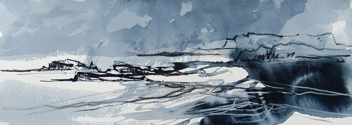  Outgoing Tide, mixed media on paper, 14×40cm, framed and glazed, £580 