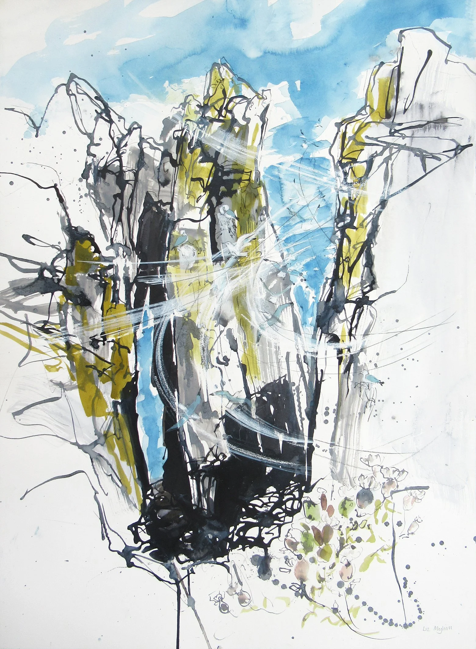  Sea Campion and Swirling Kittiwakes, mixed media on paper, 75×55cm, framed and glazed, £1690, sold 